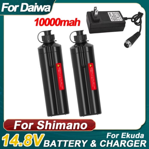 10000mAh For Daiwa Electric Fishing Reel 2XBattery+Charger Tanacom 1000 LB 1200 800mj
